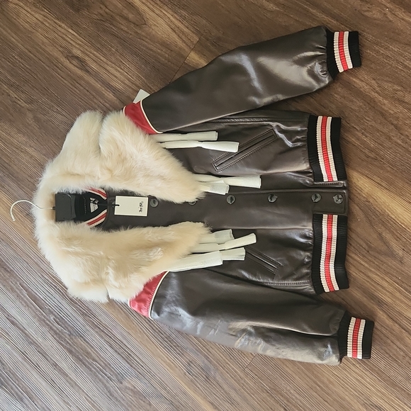 NWT Coach Dream Catcher Varsity Jacket In Dark Brown - Picture 7 of 16